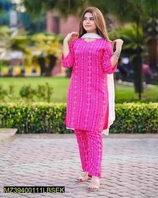 2 Pcs Women Stitched Linen Printed Suit