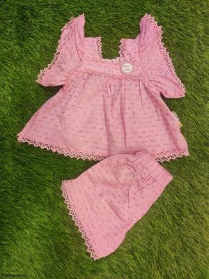 Baby Girl's Lawn Frock And Trouser Set