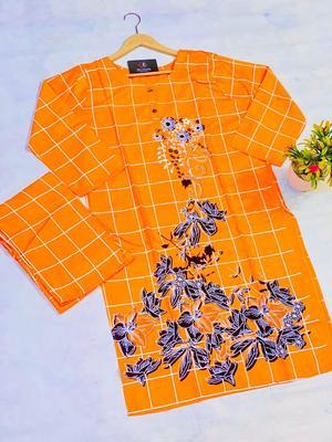 2 Pcs Women's Stitched Linen Printed Suit