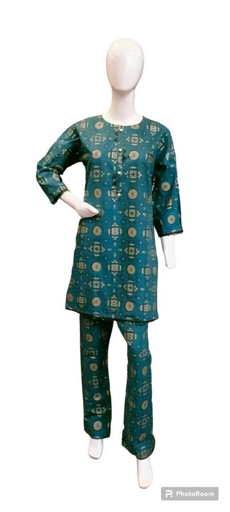 2 Pcs Women's Stitched Cotton Printed Shirt And Trouser