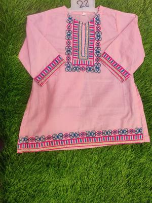 2 Pcs Girl's Cotton Lawn Embroidered Shirt And Trouser Suit