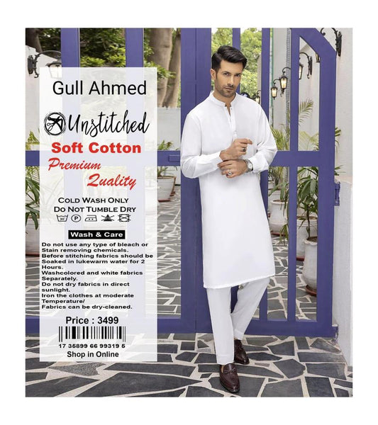 Men's Unstitched Cotton Plain Suit