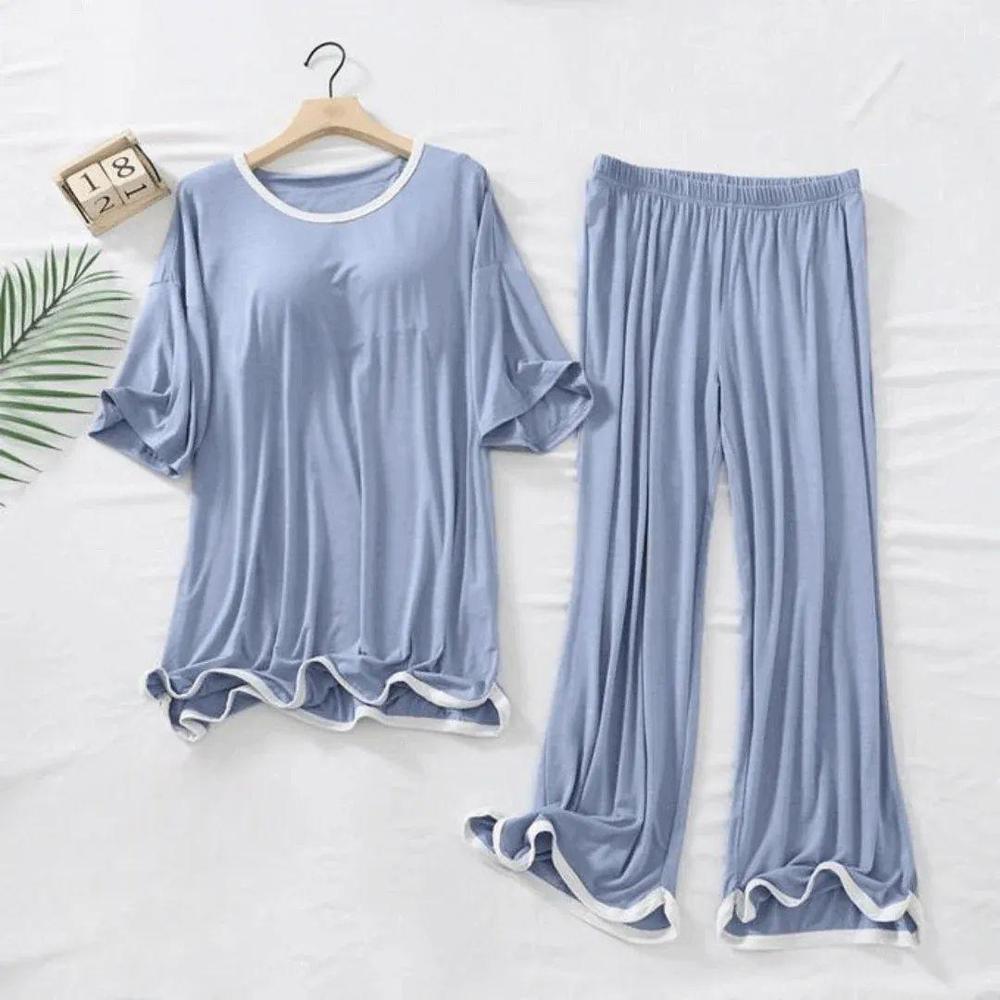 2 Pcs Women's Stitched Cotton Jersey Printed Sleepwear