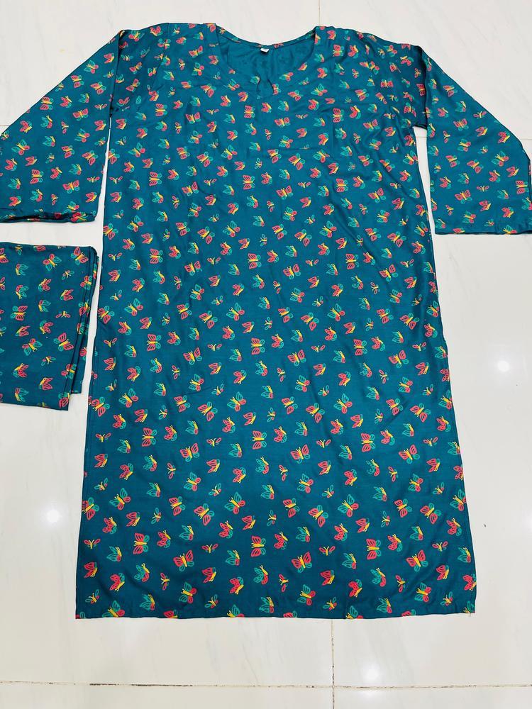 2 Pcs Women's Stitched Linen Printed Suit