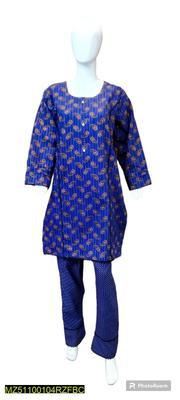 2 Pcs Women's Stitched Cotton Wool Printed Suit