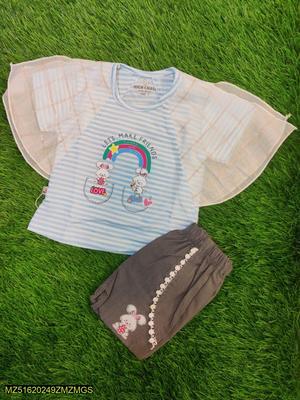 Baby Girl's Blended Shirt With Cotton Pent