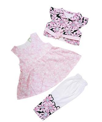 Baby Girl's Cotton Printed Frock And Trouser Set