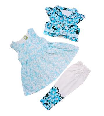 Baby Girl's Cotton Printed Frock And Trouser Set