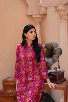 2 Pcs Women's Stitched Linen Block Printed Shirt And Trouser