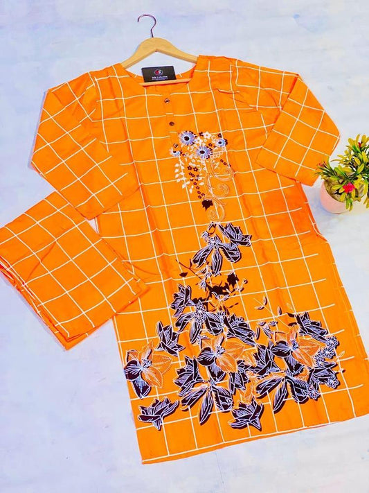 2 Pcs Women Stitched Lawn Printed Suit