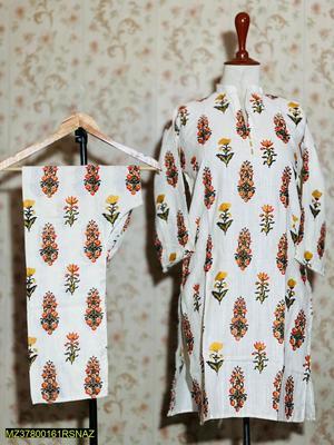 2 Pcs Women's Stitched Linen Printed Suit