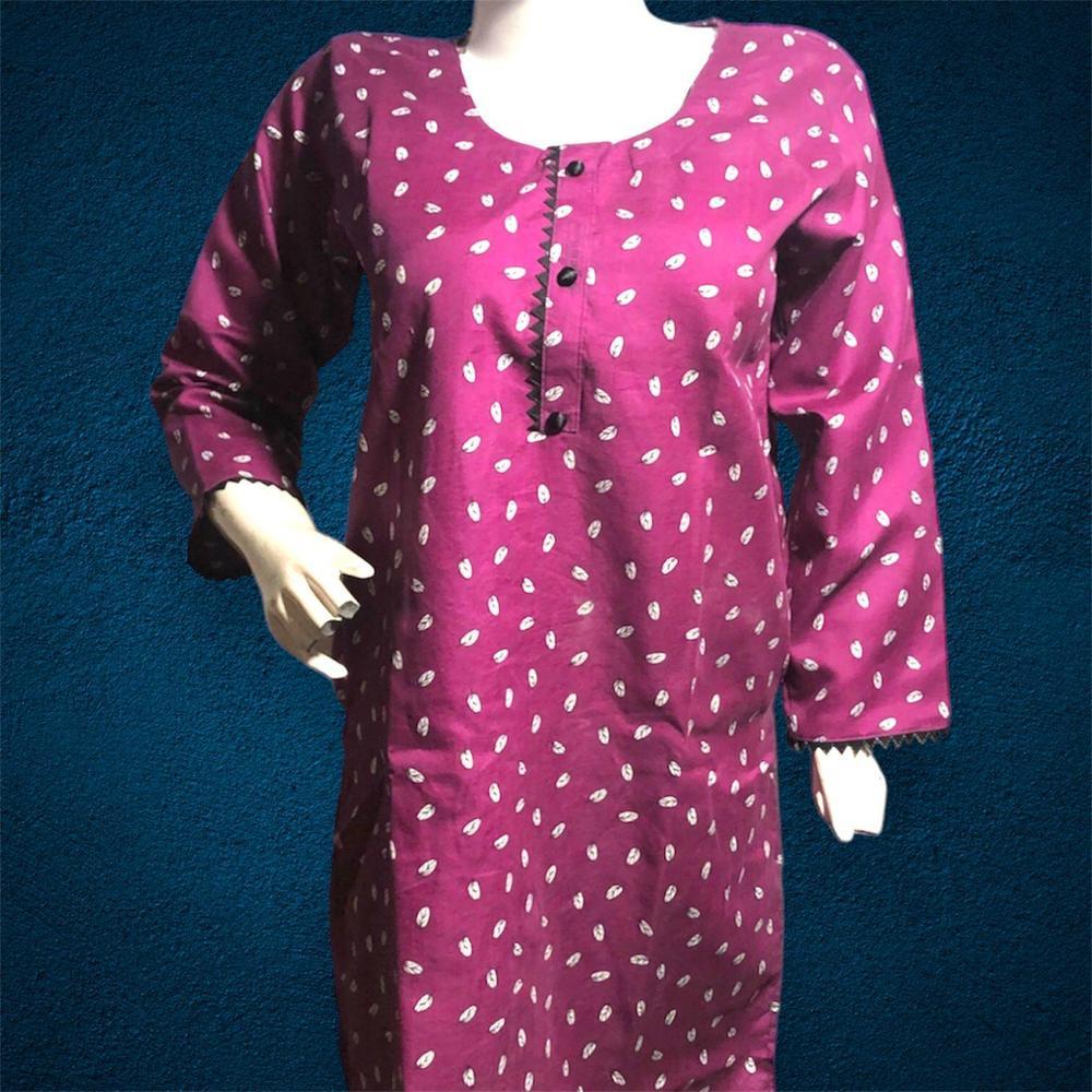 2 Pcs Women's Stitched Cotton Printed Shirt And Trouser