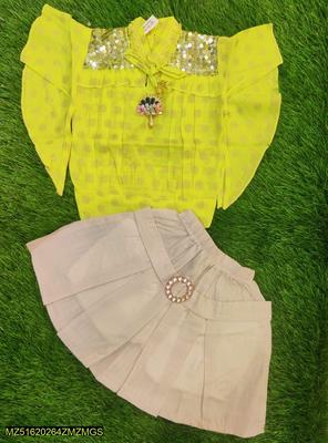 Baby Girl's Cotton Shirt With Skirt