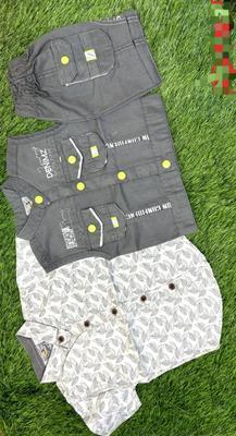 3 Pcs Boy's Cotton Printed Jacket Suit