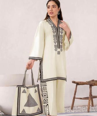 3 Pcs Women's Stitched Linen Printed Suit