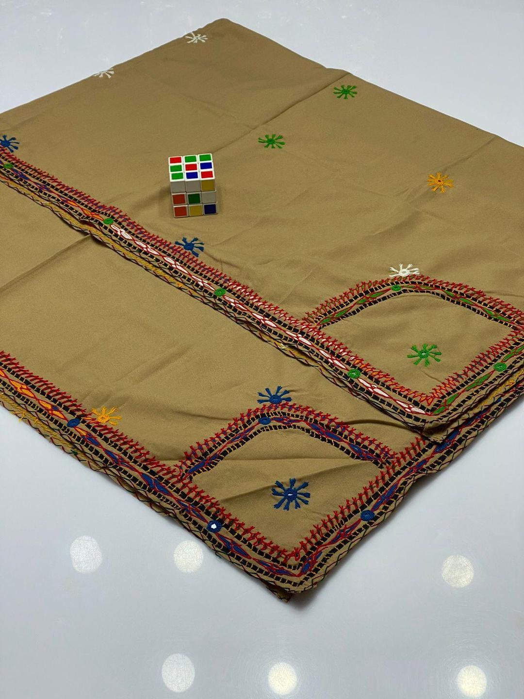 Women's Swiss Embroidered Border Shawl