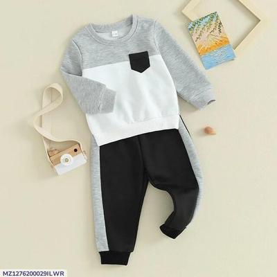 2 Pcs Boy's Polyester Plain Tracksuit