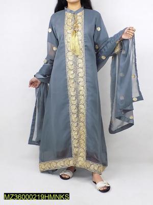 3 Pcs Women's Stitched Chiffon Embroidered Suit