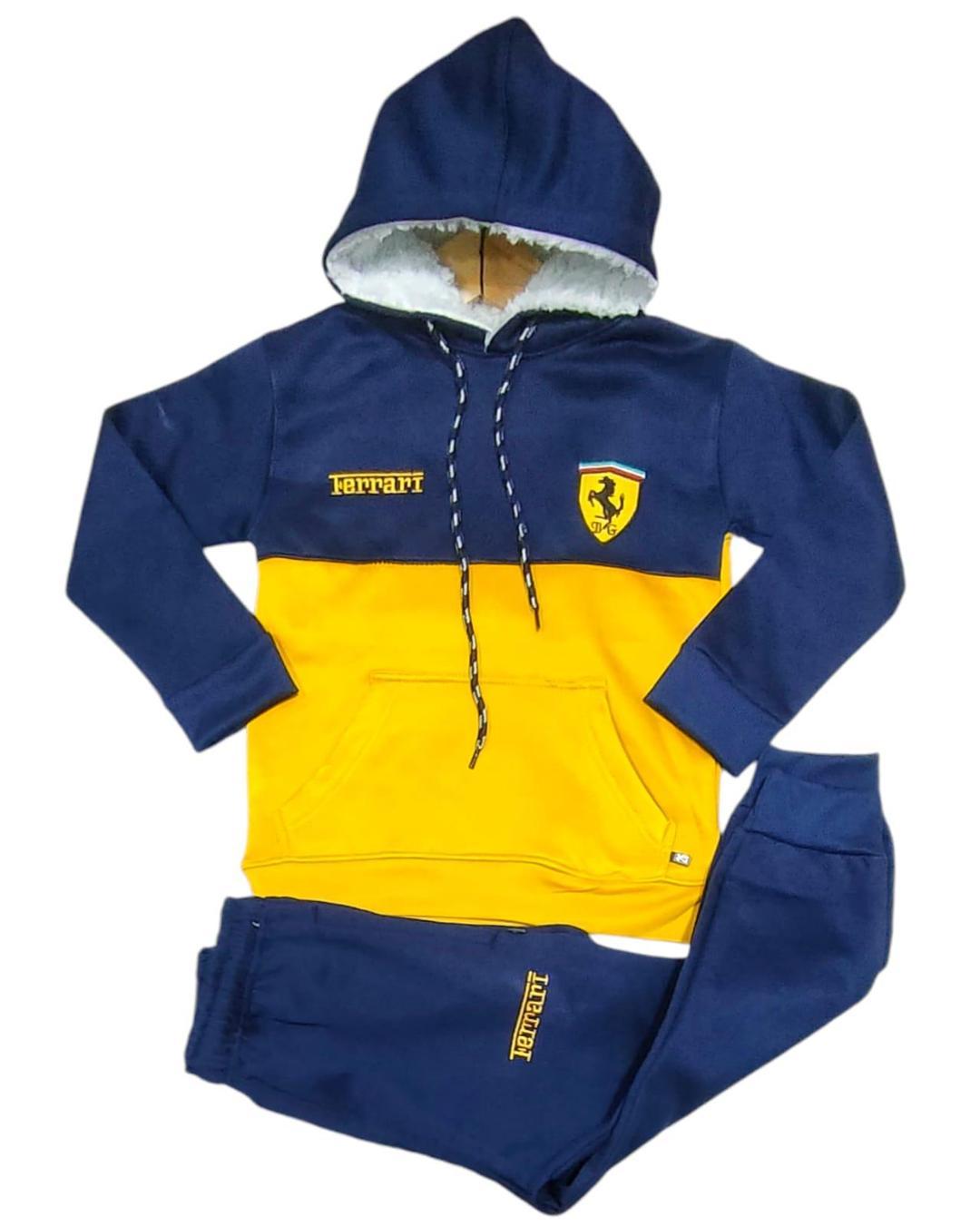 2 Pcs Boy's Polyester Printed Hoodie Tracksuit