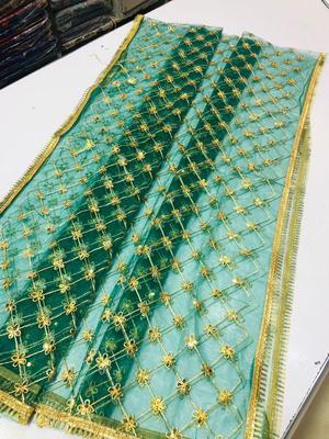 1 Pc Women's Stitched Net Sequins Embroidered Dupatta