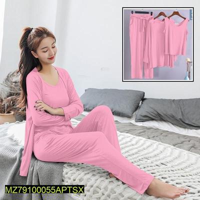 3 Pcs Women's Stitched Cotton Jersey Printed Night Suit