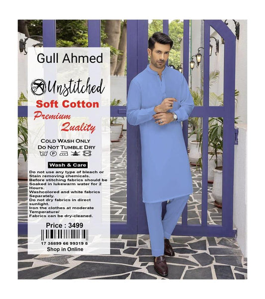 Men's Unstitched Cotton Plain Suit