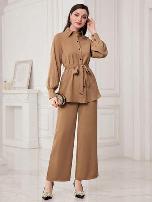 2 Pcs Women's Stitched Georgette Plain Shirt And Trouser