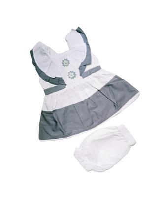 Baby Girl's Cotton Plain Frock And Shorts Set