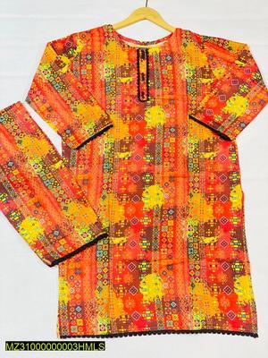 2 Pcs Women's Stitched Lawn Digital Print Shirt And Trouser