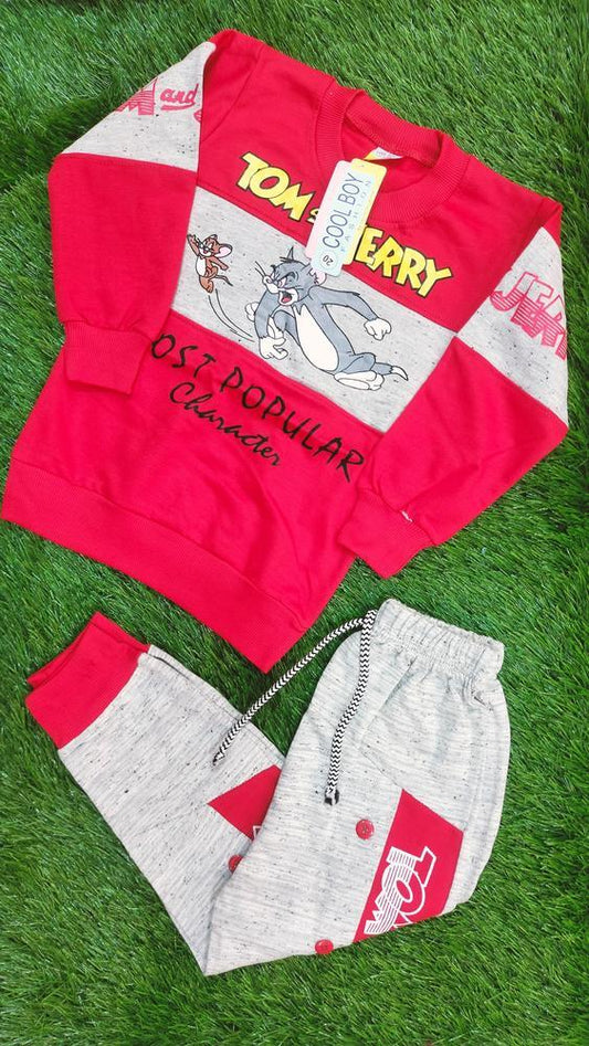 2 Pcs Boy's Stitched Cotton Printed Suit Set