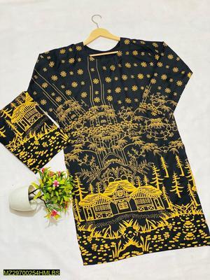 2 Pcs Women's Stitched Lawn Printed Suit