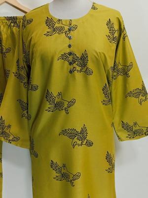 2 Pcs Women's Stitched Lawn Printed Suit