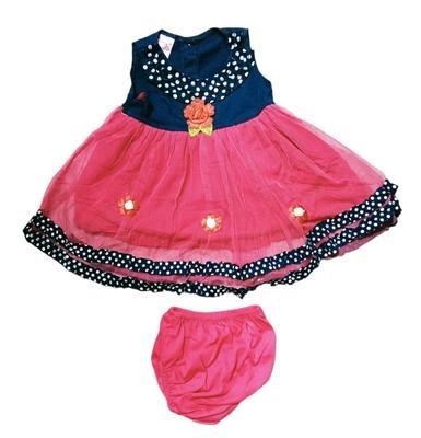 Baby Girl's Net Printed Frock And Shorts Set