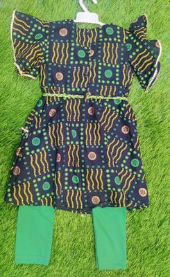 2 Pcs Girl's Cotton Lawn Plain Shirt And Trouser Suit