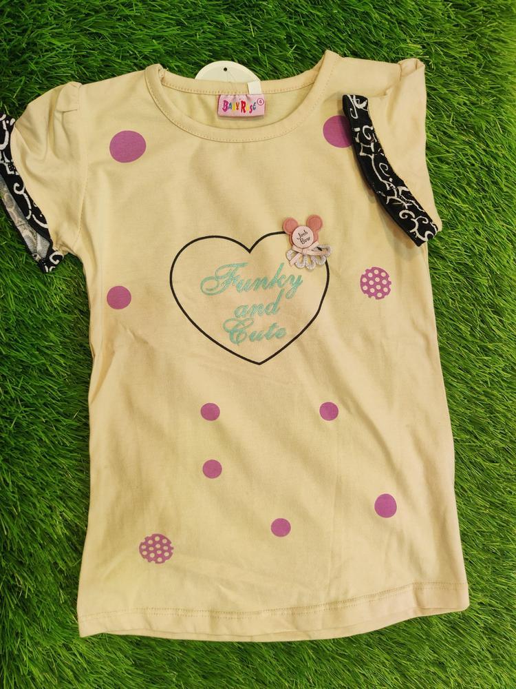 Girl's Stitched Blended Printed T-Shirt