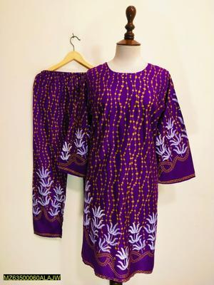 2 Pcs Women's Stitched Lawn Printed Suit