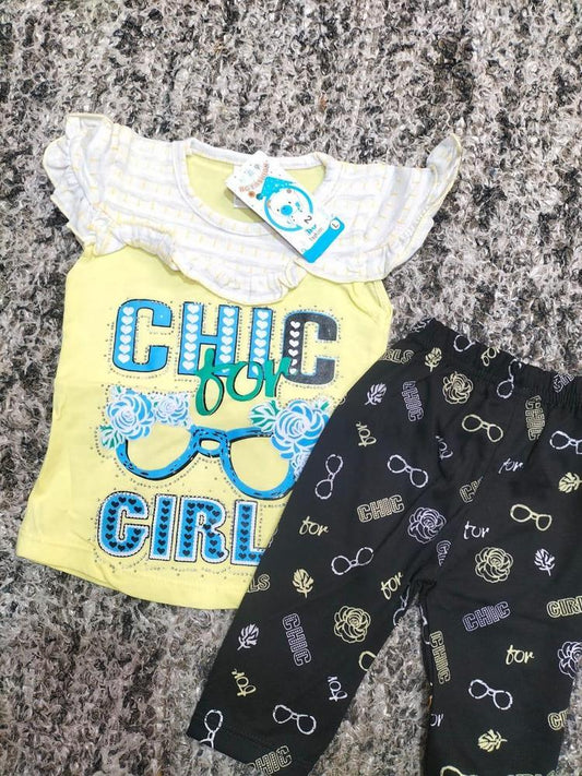 Baby Girl's Printed Shirt And Trouser Set