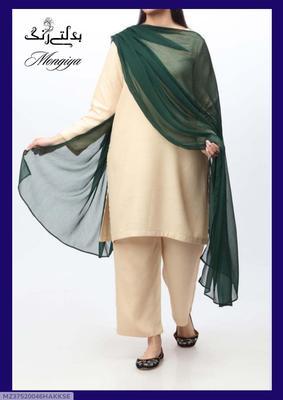 1 Pc Women's Stitched Chiffon Plain Dupatta