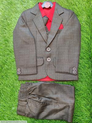 4 Pcs Boy's Stitched Cotton Plain Pant Coat