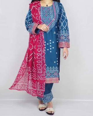 3 Pcs Women's Stitched Katan Silk Chunri Suit