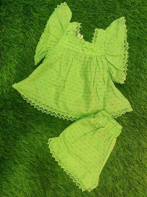 Baby Girl's Lawn Frock And Trouser Set