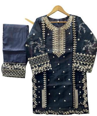 3 Pcs Women's Stitched Katan Silk Embroidered Suit