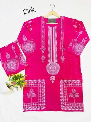 2 Pcs Women's Stitched Linen Printed Suit