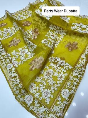 1 Pc Women's Stitched Organza Sequins Embroidered Dupatta