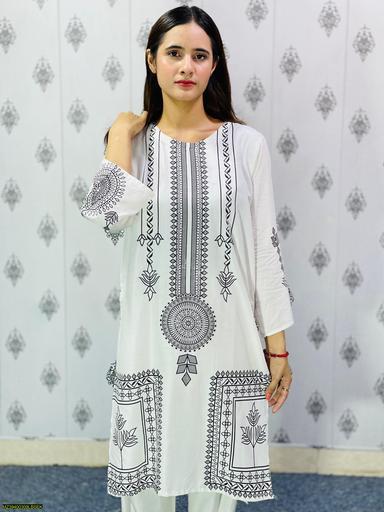 2 Pcs Women's Stitched Linen Printed Suit