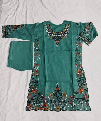 2 Pcs Women's Stitched Cotton Lawn Embroidered Shirt And Trouser