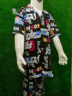 2 Pcs Boy's Linen Printed Tracksuit