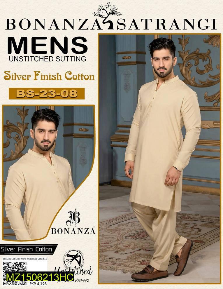 Men's Unstitched Cotton Plain Suit