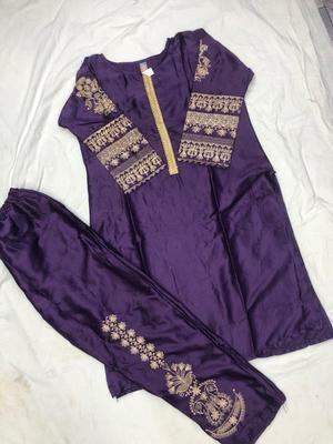 2 Pcs Women's Stitched Tilla Embroidery Suit