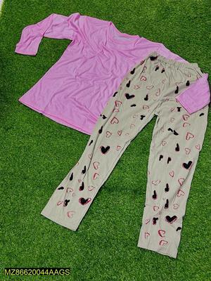 2 Pcs Women's Stitched Cotton Jersey Printed Night Suit